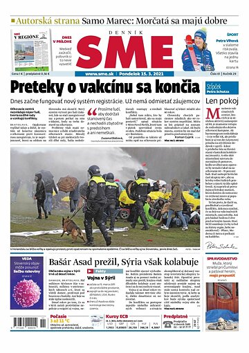 Obálka e-magazínu SME 15-3-2021