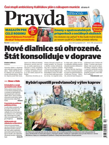 Obálka e-magazínu Pravda 16. 10. 2025