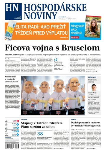 Obálka e-magazínu Hospodárske noviny 24.09.2015