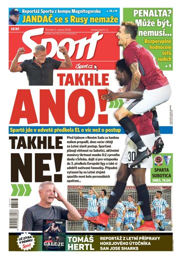 Obálka e-magazínu Sport 2.8.2018