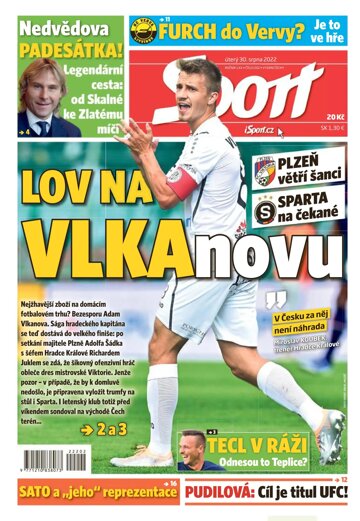 Obálka e-magazínu Sport 30.8.2022