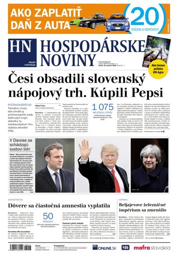 Obálka e-magazínu Hospodárske noviny 23.01.2018