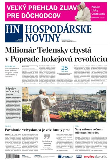 Obálka e-magazínu Hospodárske noviny 03.04.2018