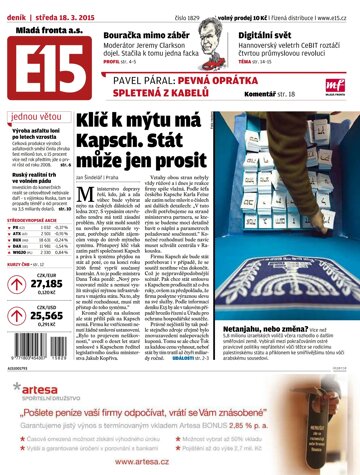 Obálka e-magazínu E15 18.3.2015