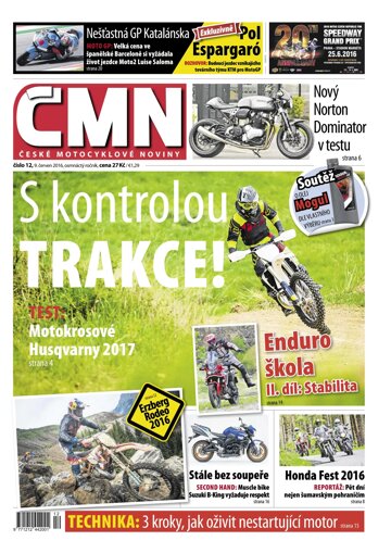 Obálka e-magazínu ČESKÉ MOTOCYKLOVÉ NOVINY 12/2016