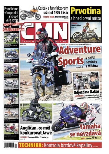 Obálka e-magazínu ČESKÉ MOTOCYKLOVÉ NOVINY 24/2017