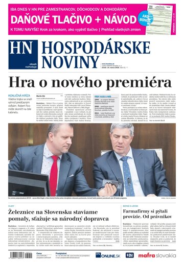 Obálka e-magazínu Hospodárske noviny 14.3.2018