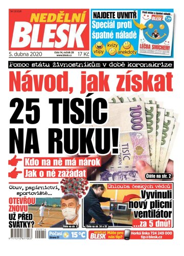 Obálka e-magazínu Nedělní Blesk 5.4.2020