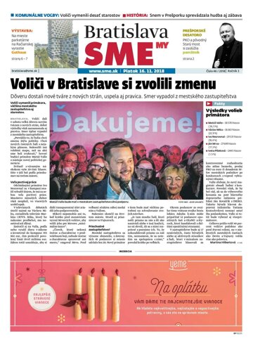 Obálka e-magazínu SME MY Bratislava 16/11/2018
