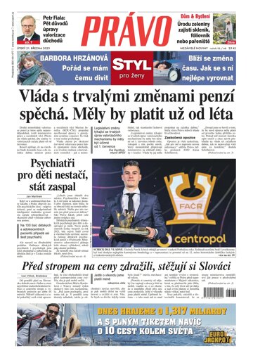 Obálka e-magazínu Deník Právo 21.3.2023