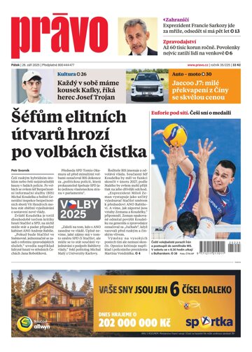 Obálka e-magazínu Deník Právo 26.9.2025