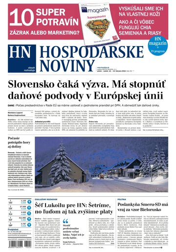 Obálka e-magazínu Hospodárske noviny 12.02.2016