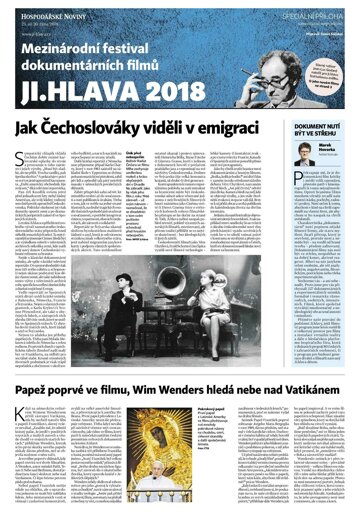 Obálka e-magazínu Hospodářské noviny - příloha 202 - 19.10.2018 příloha Ji.hlava 2018