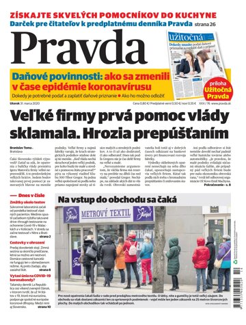 Obálka e-magazínu Pravda 31. 3. 2020