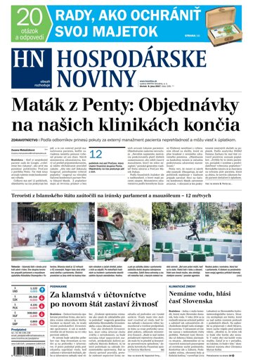Obálka e-magazínu Hospodárske noviny 08.06.2017