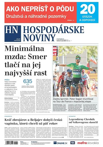Obálka e-magazínu Hospodárske noviny 11.07.2019