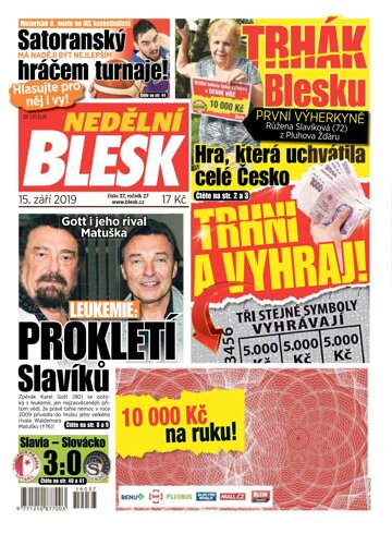 Obálka e-magazínu Nedělní Blesk 15.9.2019