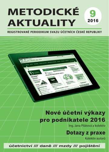 Obálka e-magazínu Metodické aktuality Svazu účetních 9/2016