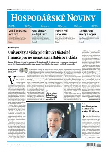 Obálka e-magazínu Hospodářské noviny 169 - 2.9.2026