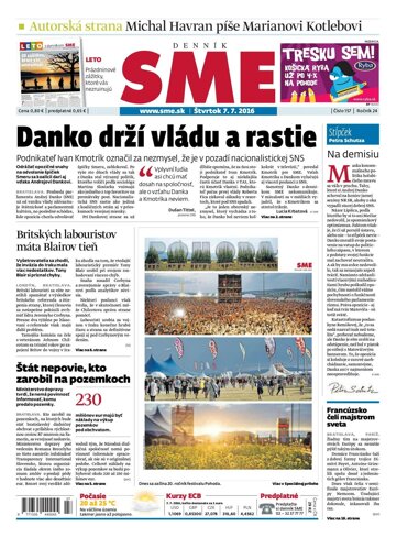 Obálka e-magazínu SME 7.7.2016