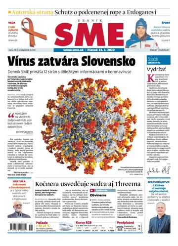 Obálka e-magazínu SME 13.3.2020