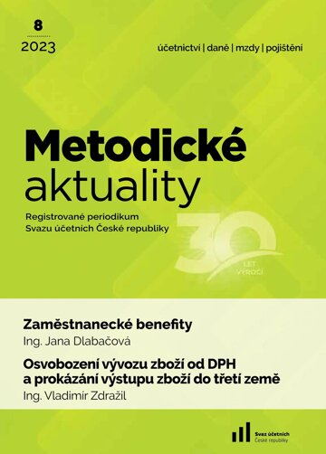Obálka e-magazínu Metodické aktuality Svazu účetních 8/2023