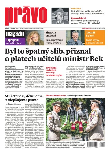 Obálka e-magazínu Deník Právo 28.6.2025