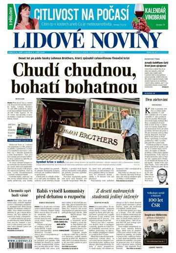 Obálka e-magazínu Lidové noviny 8.9.2018