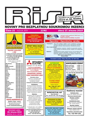 Obálka e-magazínu Risk 21/2015