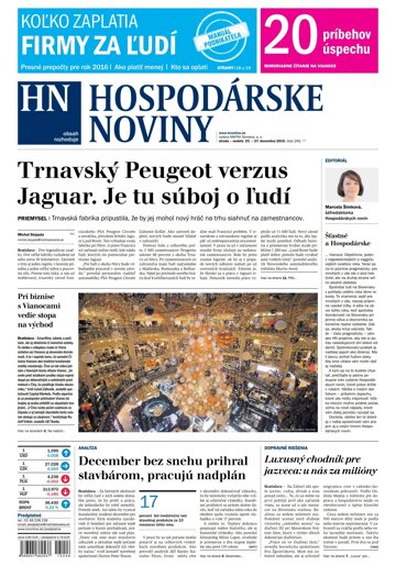 Obálka e-magazínu Hospodárske noviny 23.12.2015
