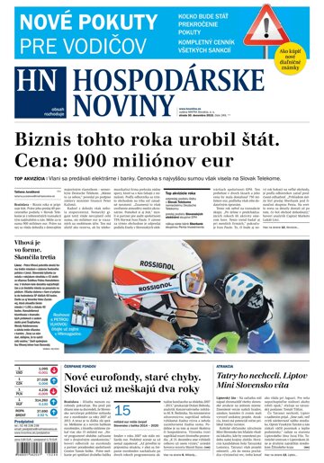 Obálka e-magazínu Hospodárske noviny 30.12.2015