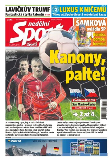 Obálka e-magazínu Nedělní Sport 26.3.2017