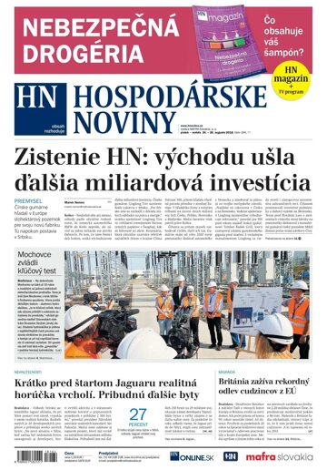 Obálka e-magazínu Hospodárske noviny 24.08.2018