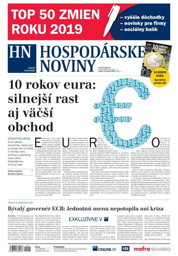 Obálka e-magazínu Hospodárske noviny 02.01.2019