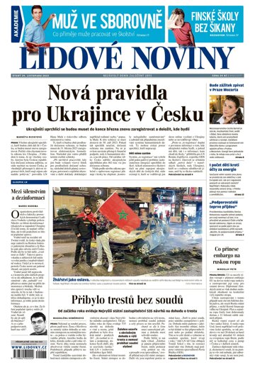 Obálka e-magazínu Lidové noviny 29.11.2022