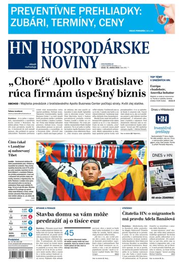 Obálka e-magazínu Hospodárske noviny 21.10.2015