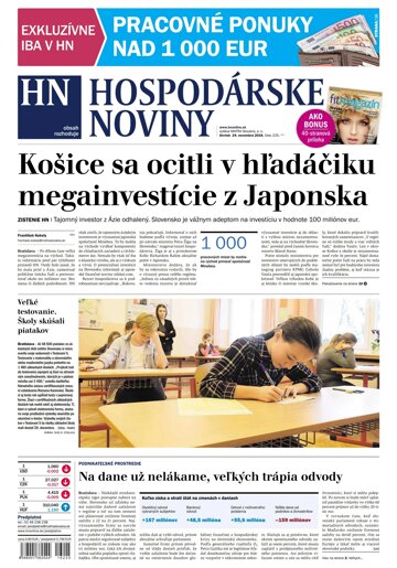 Obálka e-magazínu Hospodárske noviny 24.11.2016