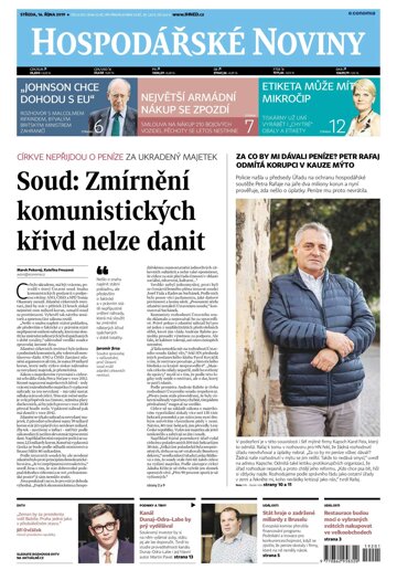 Obálka e-magazínu Hospodářské noviny 201 - 16.10.2019