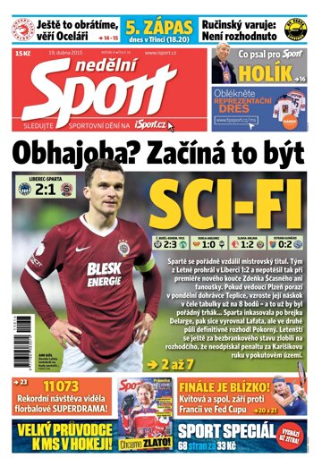 Obálka e-magazínu Nedělní Sport 19.4.2015