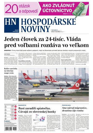 Obálka e-magazínu Hospodárske noviny 03.03.2016