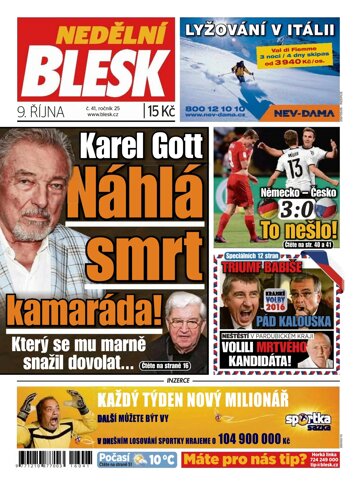 Obálka e-magazínu Nedělní Blesk 9.10.2016