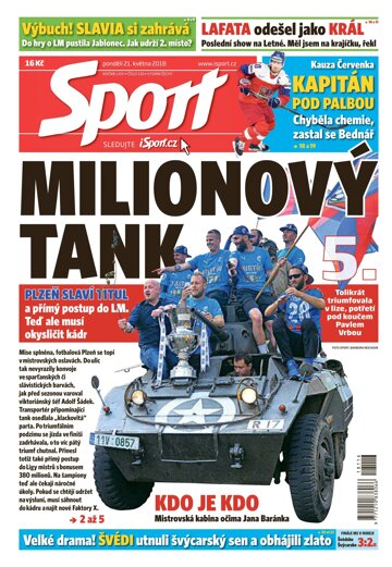 Obálka e-magazínu Sport 21.5.2018