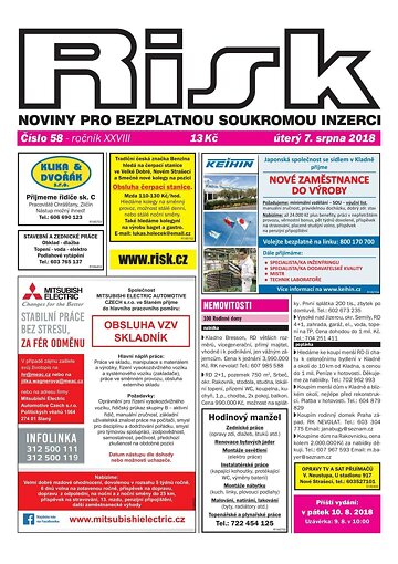 Obálka e-magazínu Risk 58/2018