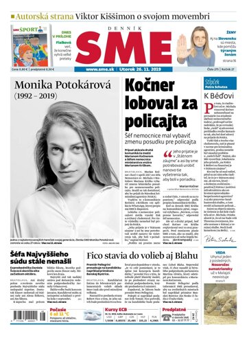 Obálka e-magazínu SME 26.11.2019