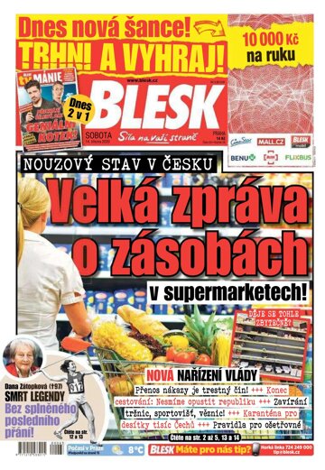 Obálka e-magazínu Blesk 14.3.2020