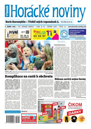 Obálka e-magazínu Horácké Noviny 14/2025