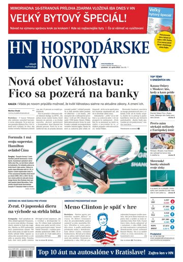 Obálka e-magazínu Hospodárske noviny 13.04.2015