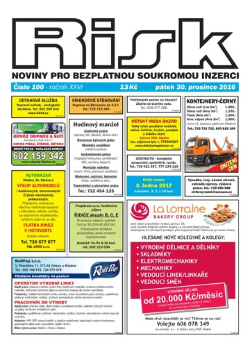 Obálka e-magazínu Risk 100/2016