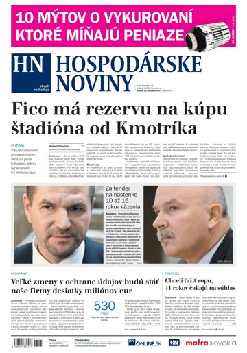 Obálka e-magazínu Hospodárske noviny 11.10.2017