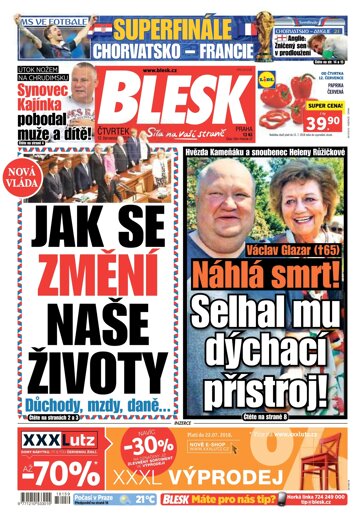 Obálka e-magazínu Blesk 12.7.2018